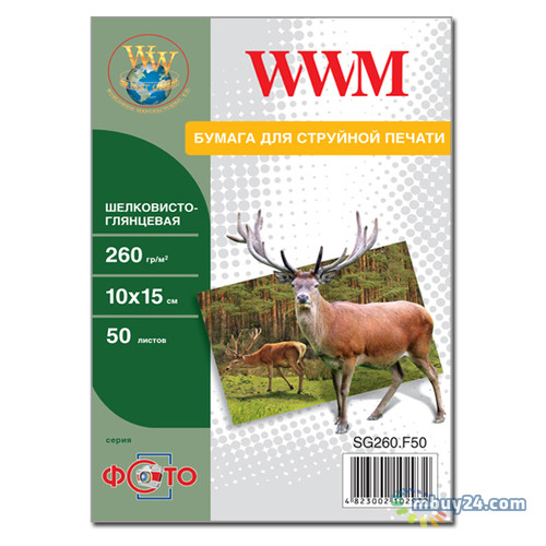 Папір WWM шовковисто-глянсовий 260g / m2, 100мм x 150мм, 50л (SG260.F50) фото №1