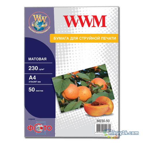 Папір WWM матовий 230g / m2, A4, 50л (M230.50) фото №1