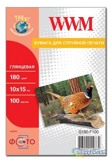 Папір WWM глянсовий 180g/m2, 100х150 мм, 500л (G180.F500) фото №1