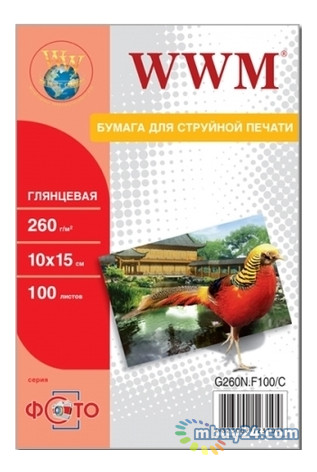 Папір WWM глянсовий 260g/m2, 100х150 мм, 100л (G260N.F100) фото №1
