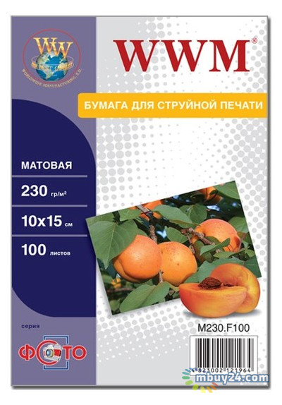 Папір WWM матовий 230g/m2, 100х150 мм, 100л (M230.F100) фото №1