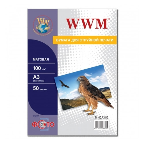 Фотопапір WWM, матовий 100 g/m2, А3, 1000л (M100.A3.1000) фото №1