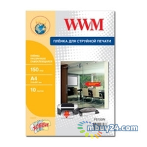 Самоклеюча плівка WWM для струминного друку прозора, 150 мкм, А4, 210х297 мм, 10л (FS150IN) фото №1