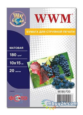 Папір WWM матовий 180g/m, 100x150мм, 20л (M180.F20) фото №1