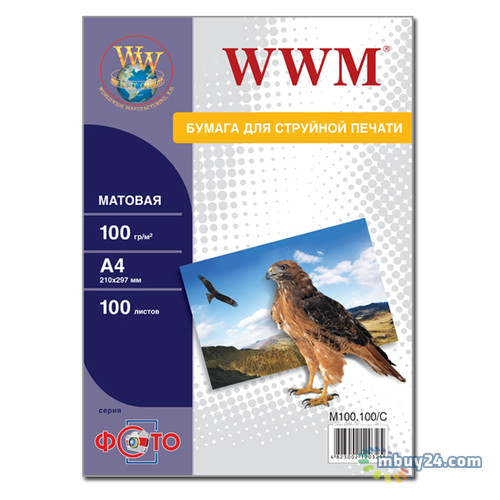 Фотопапір WWM матовий 100г/м кв A4 100л (M100.100/C) фото №1