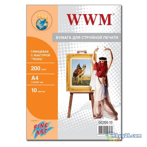 Папір WWM A4 Fine Art глянсовий Тканина 200g / m2, 10л (GC200.10) фото №1
