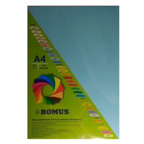 Папір Romus A4 80 г/м2 100sh Sky-blue (R51147) фото №1