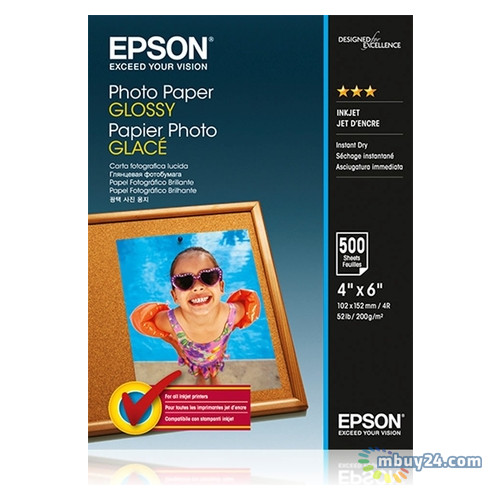 Папір Epson 100x150mm Glossy Photo Paper, 500л (C13S042549) фото №1