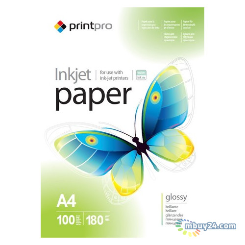Фотопапір Print Pro глянсовий 180g/m2 A4 100л (PGE180100A4) фото №1