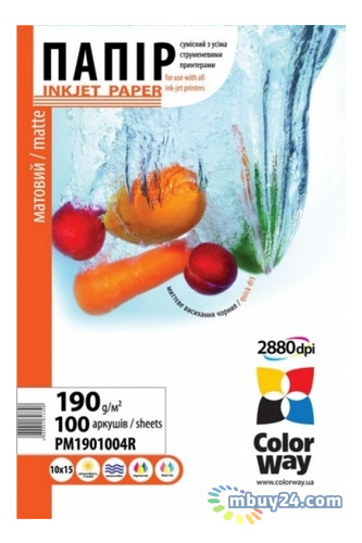 Папір Colorway матовий 190г/м 10x15 (ПМ190-100) фото №1