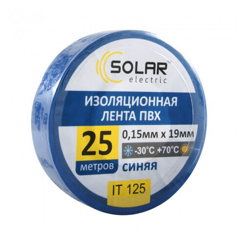 SOLAR Стрічка ізоляційна ПВХ, Синя 25м (IT125) фото №1