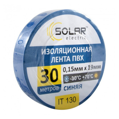 SOLAR Стрічка ізоляційна ПВХ, Синя 30м (IT130) фото №1