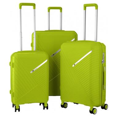 Набір пластикових валіз. 2E SIGMA(L+M+S) 4 колеса зелене яблуко (2E-SPPS-SET3-AG) фото №1