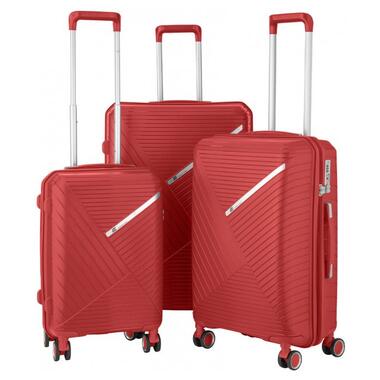 Набір пластикових валіз. 2E SIGMA(L+M+S) 4 колеса червоний (2E-SPPS-SET3-RD) фото №1