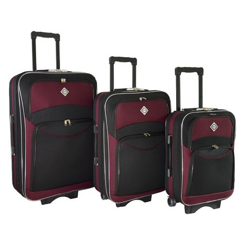 Набір валіз Bonro Style 3 штуки Чорно-вишневий (10010308) фото №1
