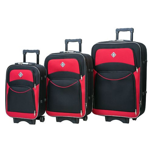 Набір валіз Bonro Style 3 штуки Чорно-червоний (10010303) фото №1