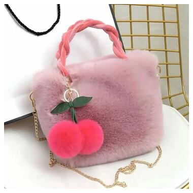 Дитяча сумка GZ-5043 хутряна з вишнею на ланцюжку для дівчинки Light Pink фото №3