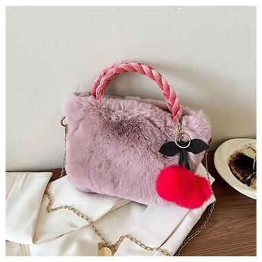 Дитяча сумка GZ-5043 хутряна з вишнею на ланцюжку для дівчинки Light Pink фото №4
