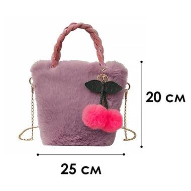 Дитяча сумка GZ-5043 хутряна з вишнею на ланцюжку для дівчинки Light Pink фото №5