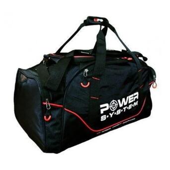 Сумка спортивна Power System Gym Bag Magna PS-7010, Чорний/Червоний фото №2