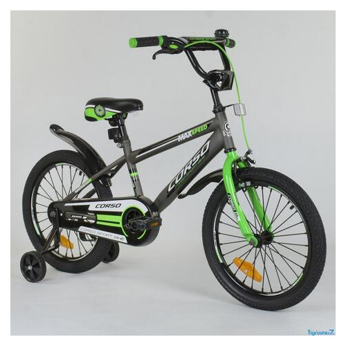 Дитячий велосипед Corso Aerodynamic ST 18 с усиленными спицами Сіро-зелений фото №3