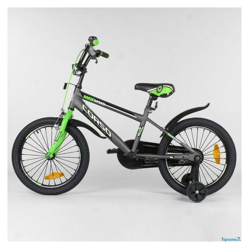 Дитячий велосипед Corso Aerodynamic ST 18 с усиленными спицами Сіро-зелений фото №1