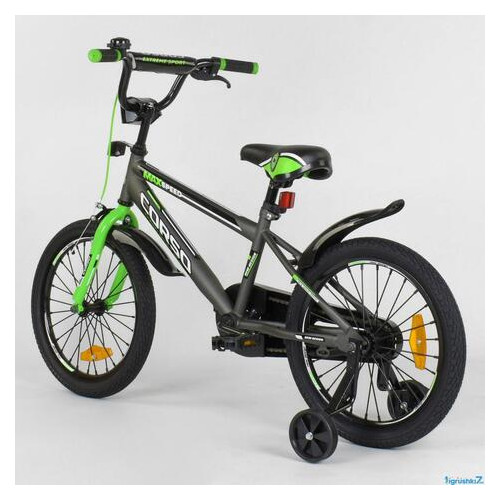 Дитячий велосипед Corso Aerodynamic ST 18 с усиленными спицами Сіро-зелений фото №2