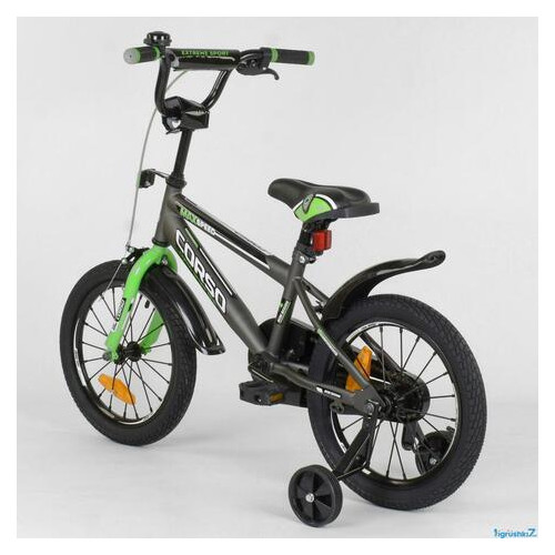 Дитячий велосипед Corso Aerodynamic ST 16 с усиленными спицами Сіро-зелений фото №3