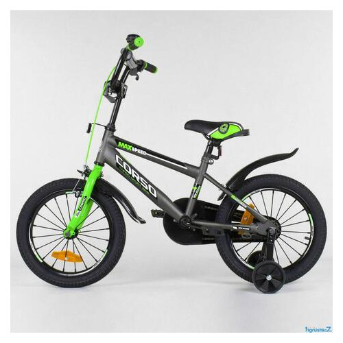 Дитячий велосипед Corso Aerodynamic ST 16 с усиленными спицами Сіро-зелений фото №1