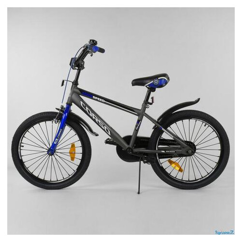 Підлітковий велосипед 20 дюймов Corso Aerodynamic ST 20 с усиленными спицами Серо-синий фото №3