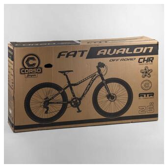 Велосипед Спортивний CORSO Avalon 26 дюймів 95583 (1) ФЕТБАЙК, алюмінієва рама, обладнання Shimano 7 швидкостей, зібраний на 75 фото №13