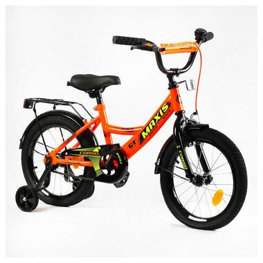 Велосипед 16 дюймів 2-х колісний CORSO MAXIS CL-16177 (1) ручне гальмо, дзвіночок, сидіння з ручкою, додаткові колеса, ЗІБРАНИЙ НА 75, в коробці фото №1