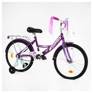 Велосипед 20 дюймів 2-х колісний CORSO MAXIS CL-20876 (1) кошик, прикраси, ручне гальмо, дзвіночок, додаткові колеса, ЗІБРАНИЙ НА 75, в коробці фото №1