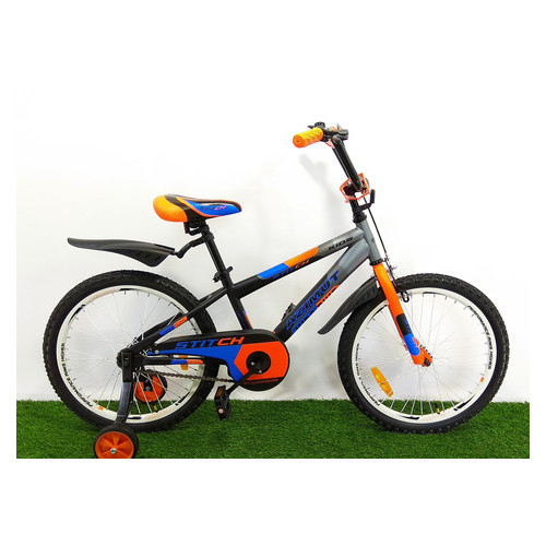 Дитячий велосипед Azimut Stitch 20 сіро-помаранчевий фото №1