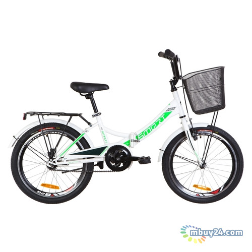 Велосипед 20 Formula SMART 14G Рама 13 St Біло-зелений с багажником зад St, с крылом St, с корзиной St 2019 (OPS-FR-20-037) фото №1