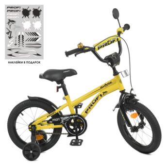 Велосипед дитячий PROF1 Y14214 14 дюймів жовтий фото №2