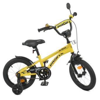 Велосипед дитячий PROF1 Y14214-1 14 дюймів жовтий фото №1