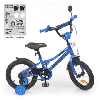 Велосипед дитячий PROF1 Y14223-1 14 дюймів синій фото №2