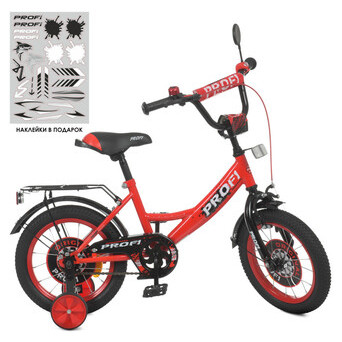 Велосипед дитячий PROF1 Y1446-1 14 дюймів червоний фото №2