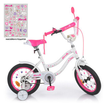 Велосипед дитячий PROF1 Y1494 14 дюймів рожевий фото №2
