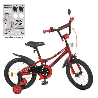 Велосипед дитячий PROF1 Y16221-1 16 дюймів червоний фото №2