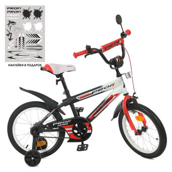 Велосипед дитячий PROF1 Y16325-1 16 дюймів червоний фото №2