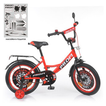 Велосипед дитячий PROF1 Y1646-1 16 дюймів червоний фото №2