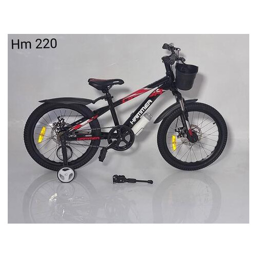 Дитячий велосипед Hammer HM-220 20" з кошиком Чорний фото №5