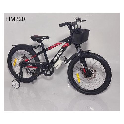 Дитячий велосипед Hammer HM-220 20" з кошиком Чорний фото №6