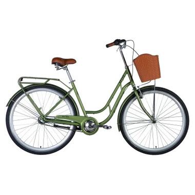 Велосипед ST 28 Dorozhnik RETRO планет. рама-малиновий з багажником задній St з кошиком Pl з крилом St 2024 (темно-зелений) OPS-D-28-397 фото №1