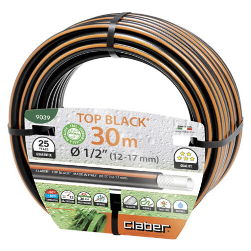 Шланг для поливу Claber Top-Black 9039, 30 м 1/2 чорний фото №1