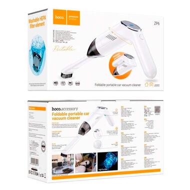 Пылесос автомобильный портативный HOCO ZP6 белый фото №2