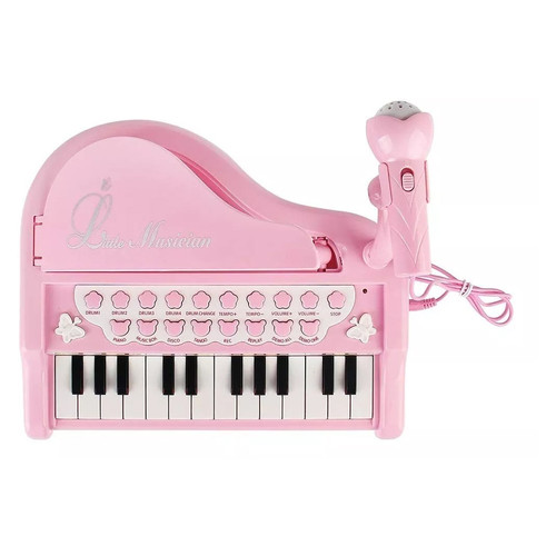 Дитяче піаніно синтезатор Baoli Маленький музикант з мікрофоном 24 рожевий клавіші фото №3