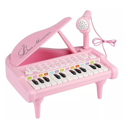 Дитяче піаніно синтезатор Baoli Маленький музикант з мікрофоном 24 рожевий клавіші фото №1